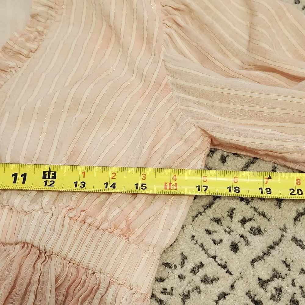 Cleobella Revolve Pink Cloud Cropped Ruffle Tie Front Top Shirt Puff Sleeve - Picture 10 of 13